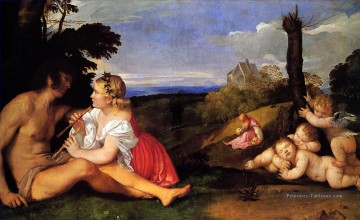 Les trois âges de l’homme 1511 Titien de Tiziano Peinture à l'huile